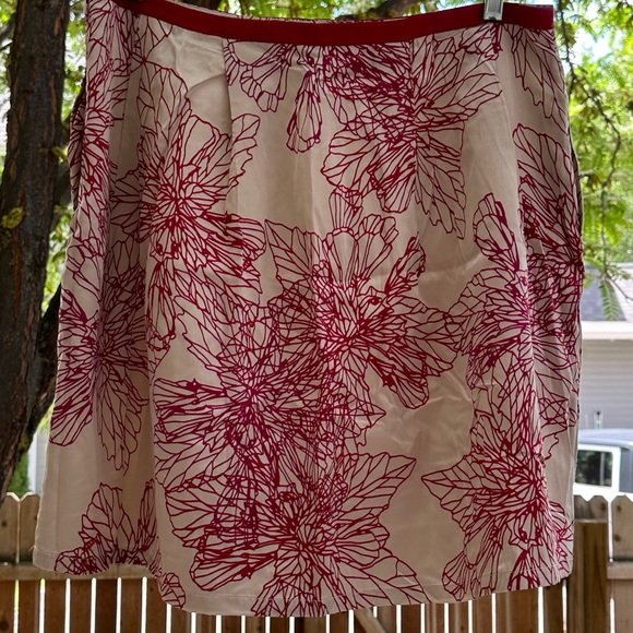 Gap NWT Silk Cotton Floral Lined Skirt Dark Red Holidays Christmas - Picture 7 of 14